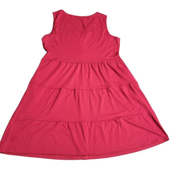 Soft Tiered Burgundy Sleeveless Button Down Dress with Pockets on Sale 5 for $25 - Picture 3 of 7